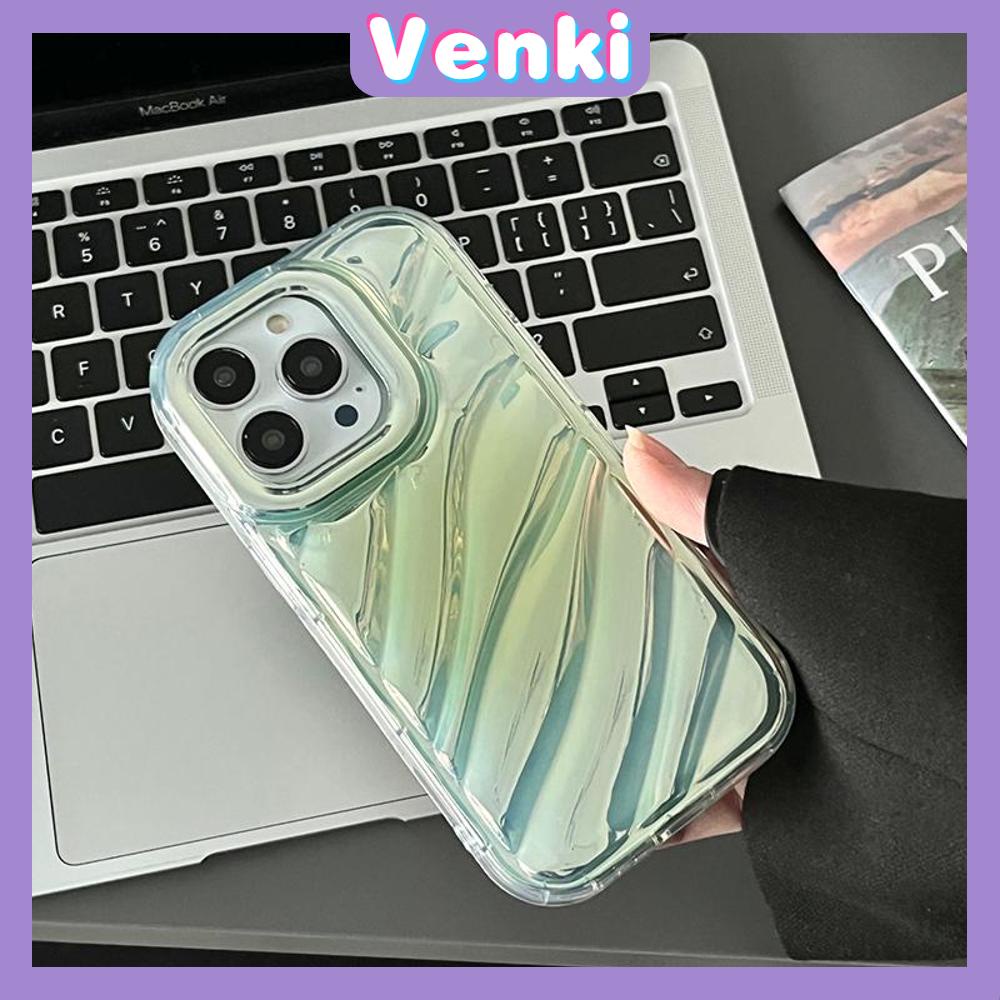 VENKI - iPhone Case untuk iPhone 11 Laser Reflektif Bening Phone Case TPU Soft Shockproof Airbag Case Gradien Hijau Kompatibel dengan iPhone 14 13 Pro Max 12 Pro Max XR XR 7Plus 8Plus