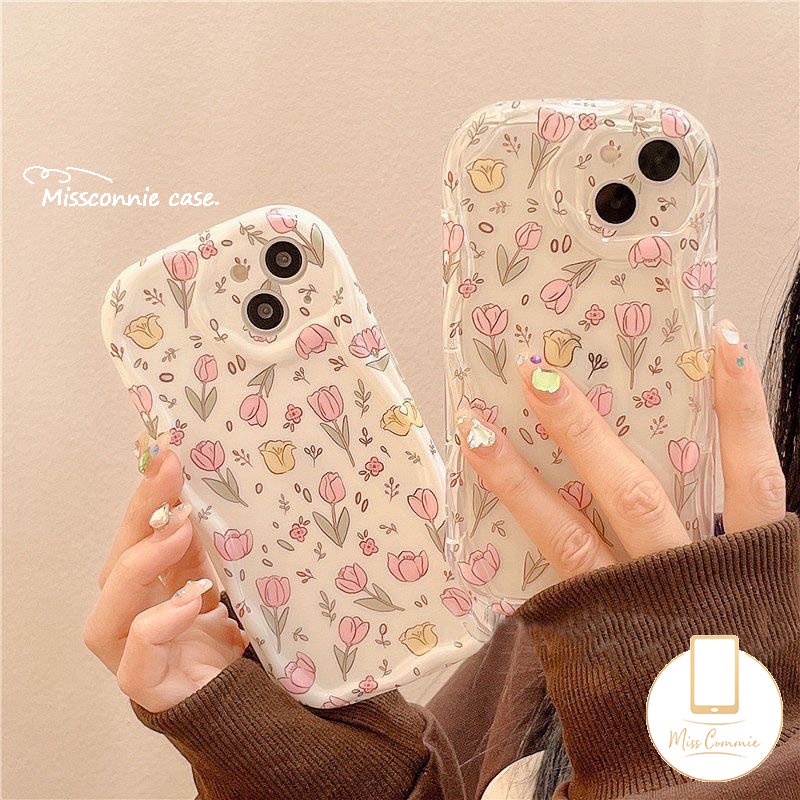 Casing 3D Wavy Curved Edge Floral Clear Untuk Realme C35 C55 C21 C31 C25Y C33 C53 5 6i 5i 7i 9i 5s C17 C30 C11 C3 C21Y C20A C25s C20 C12 C25 C15 C3 C1 Fresh Flowers Tpu Soft Cover