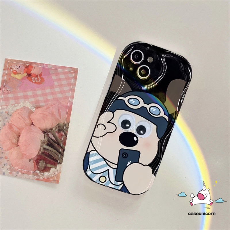 Untuk Realme C53 C55 C31 C11 C35 5i 9i 5sC25 C33 C30 C15 5 6i 7i C21Y C25s C25Y C12 C17 C21 C2 C20 C3 C1 3D Wavy Curved Edge Cute Gromit Selfie Dog Kartun Lembut Tpu Pasangan Cover