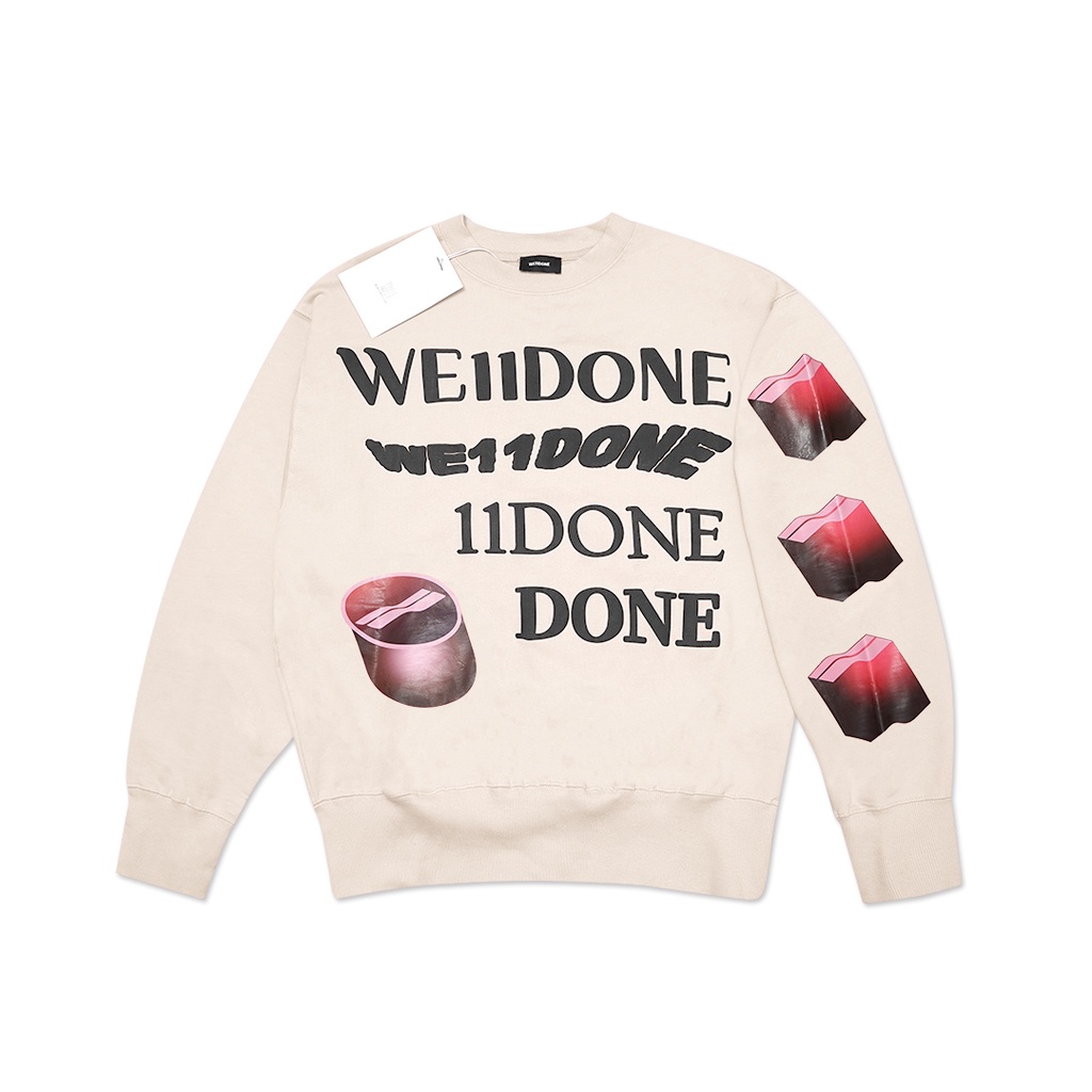 We11done Puff Logo Sweatshirt Cream