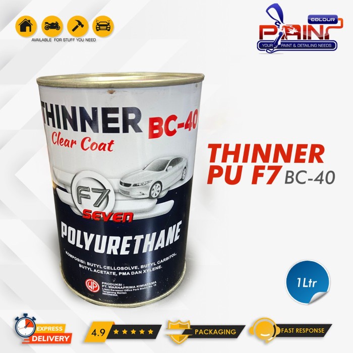 THINNER PU F7 Clear Coat BC 40 - Pengencer Cat 1Liter/ kaleng