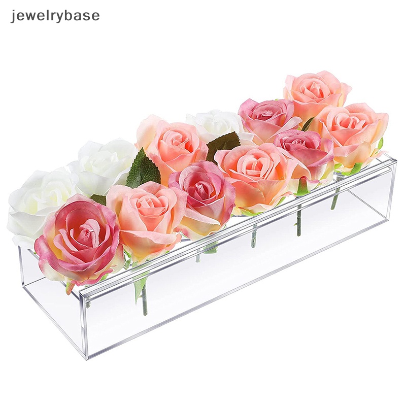 [jewelrybase] Vas Bunga Akrilik Wadah Bunga Persegi Panjang Hias Artificial Vase Butik