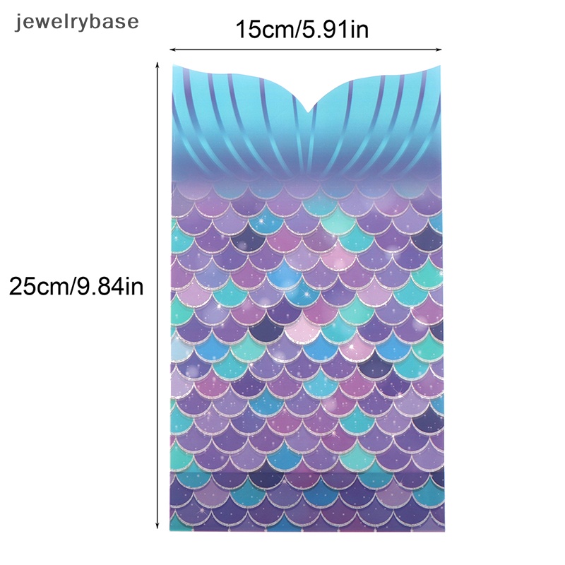 [jewelrybase] 25 Pcs Mermaid Pesta Hadiah Tas Permen Biskuit Packing Bag Mermaid Tail Traktir Tas Butik