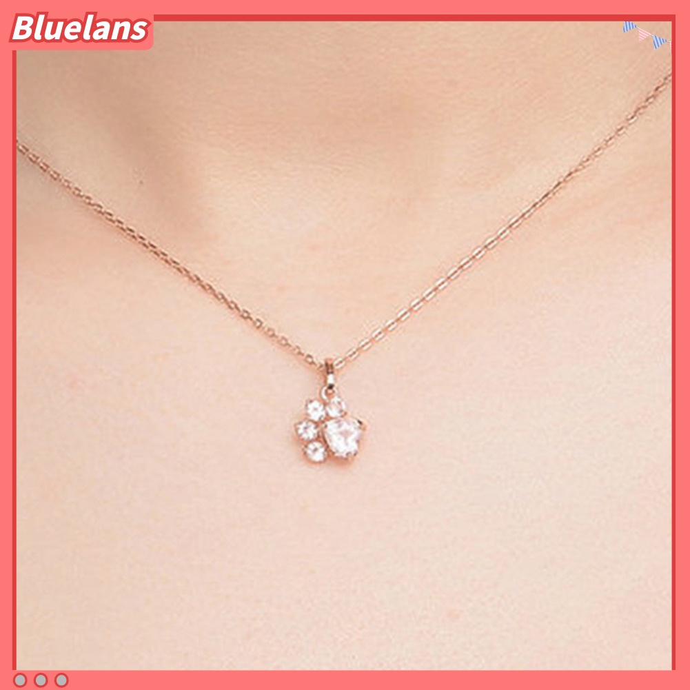 [BLS] Wanita Fashion Anjing Kucing Cakar Berlian Imitasi Liontin Kalung Rantai Perhiasan Hadiah