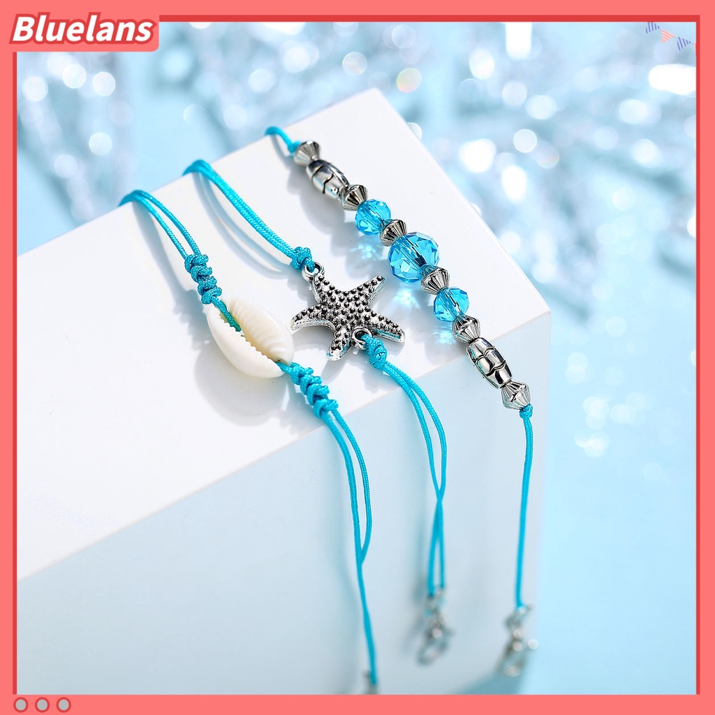 [BLS] 2 Pcs/3 Pcs Bintang Laut Multilayer Wanita Gelang Kaki Retro Manik-Manik Shell Sea Turtle Anklets Foot Jewelry