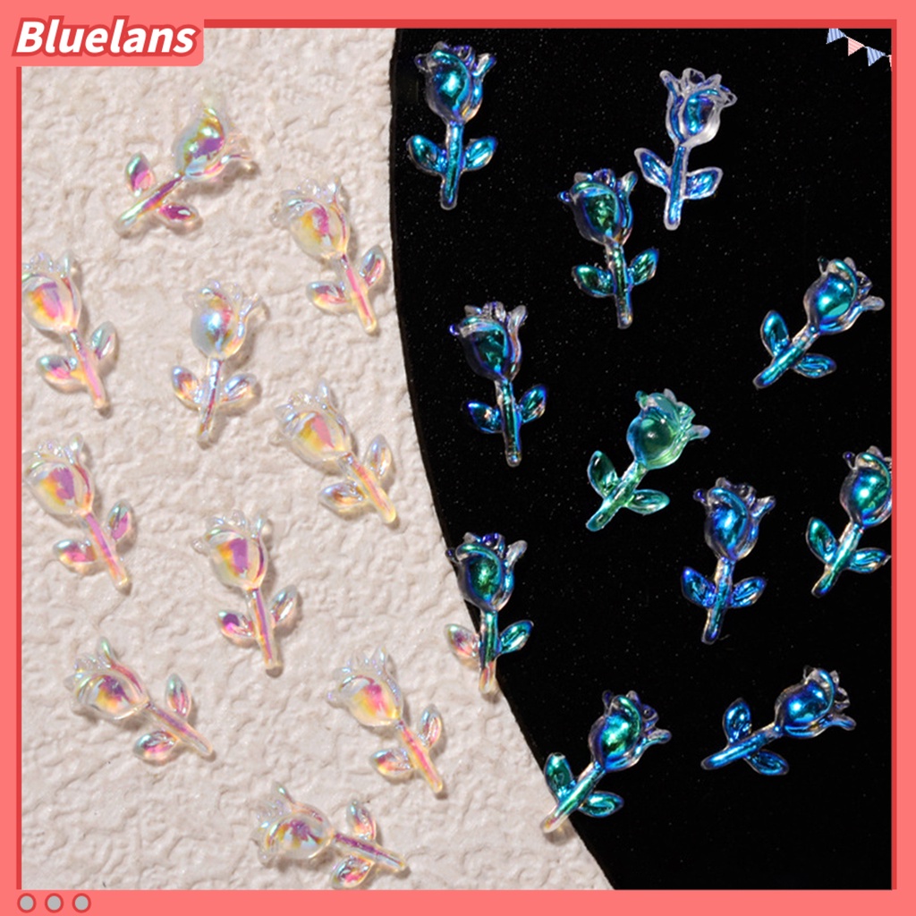 [BLM] 30pcs /Set Ornamen Bunga Kuku Gaya Mawar Efek 3D Penembus Es Resin Lucu Aurora Floral Art Dekorasi Untuk Manicure