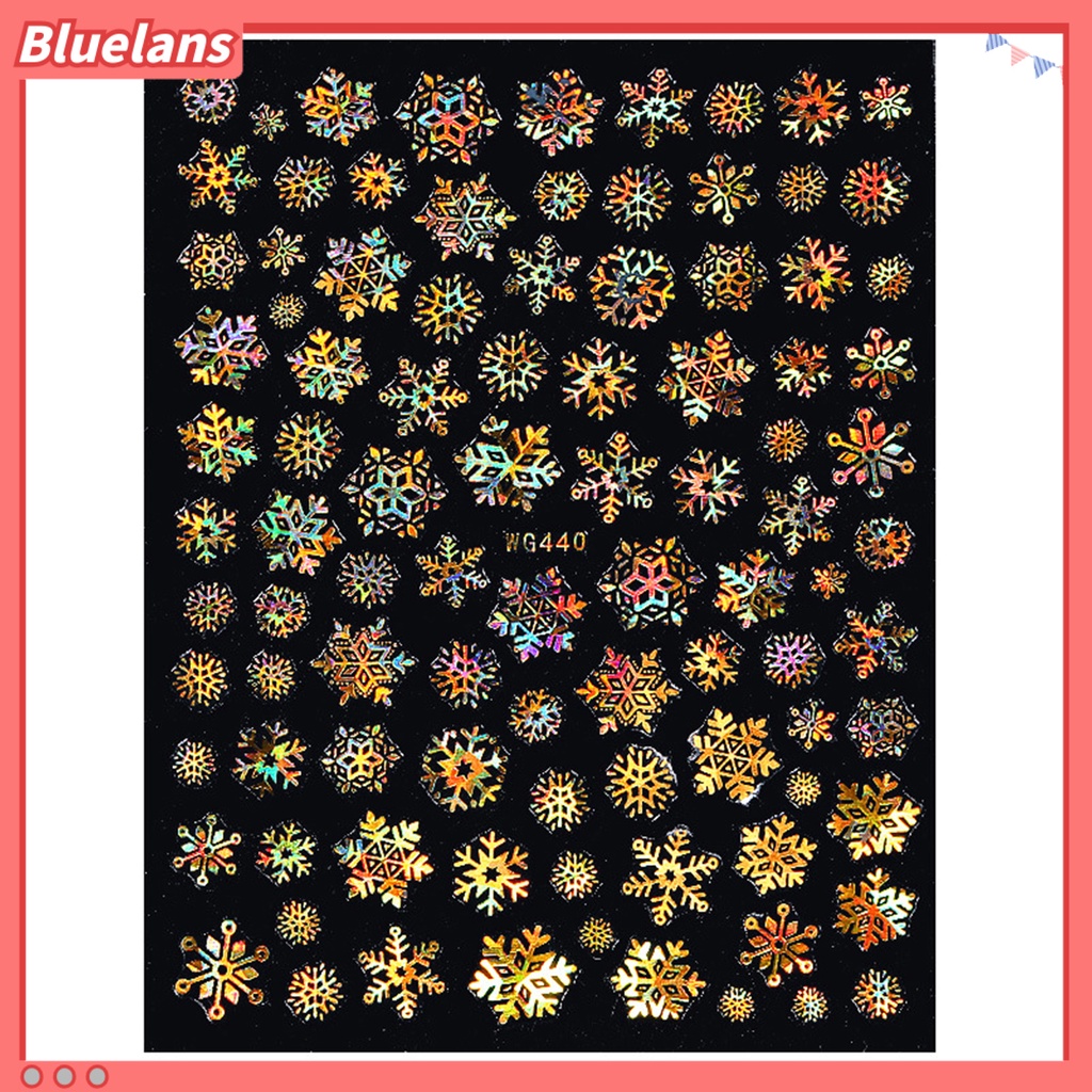 [BLM] Stiker Kuku Gaya Natal Motif Snowflake Gambar Hidup Salju Putih Stiker Timbul Xmas Charms Untuk Manicure