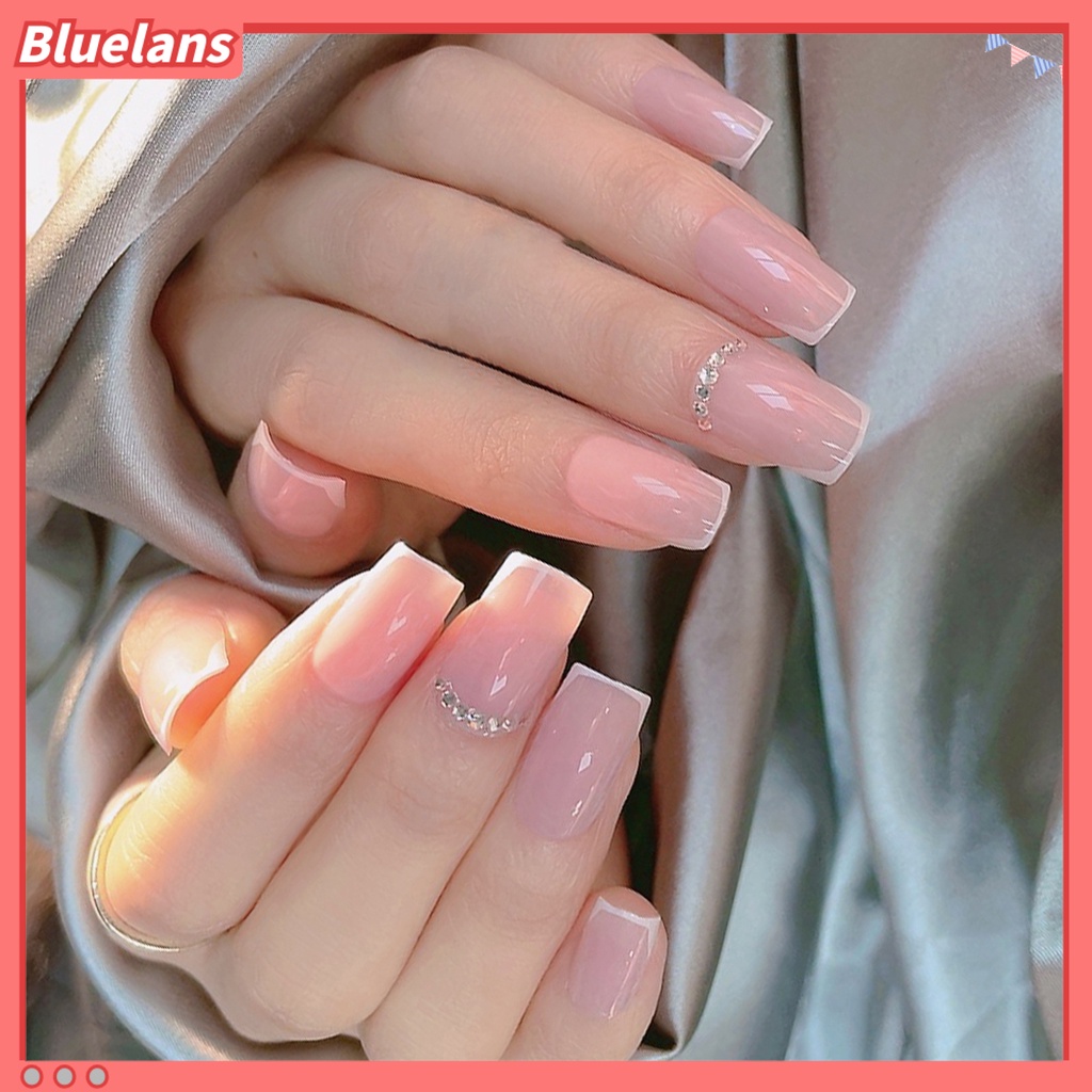 [BLM] 24pcs Kuku Buatan Warna Hidup Tahan Luntur ABS Full Cover Tekan Pada Kuku Palsu Dengan Lem Alat Set Perlengkapan Kecantikan