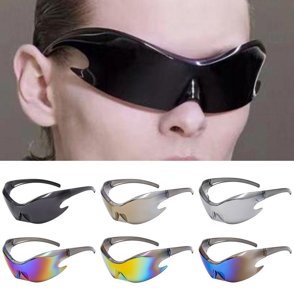 R-flower Sports Sunglasses Trendy 2023baru Y2K One-piece Eyewear Steampunk Shades