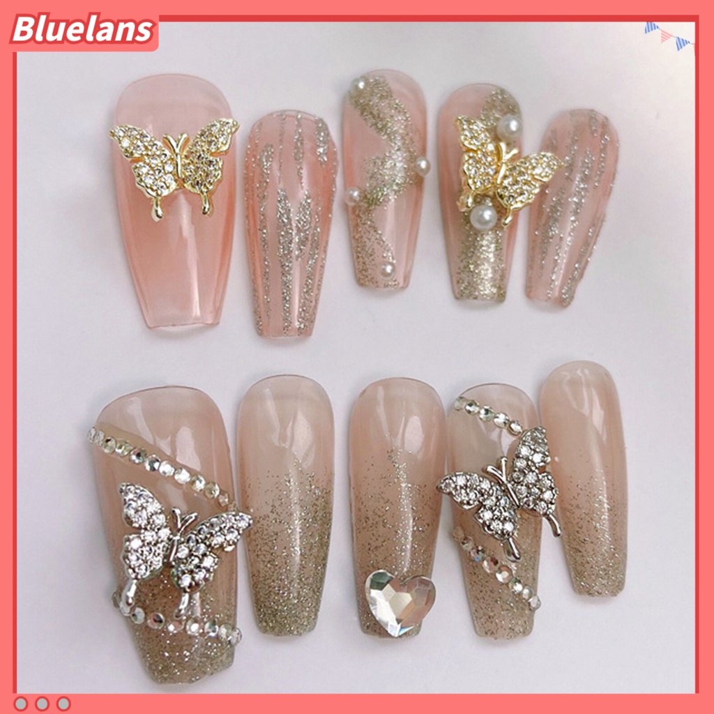 [BLM] Hiasan Kuku Kupu-Kupu Hias Tahan Jatuh DIY Nail Art Zircon Mewah Halus Manicure Butterfly Charms Perlengkapan Kuku