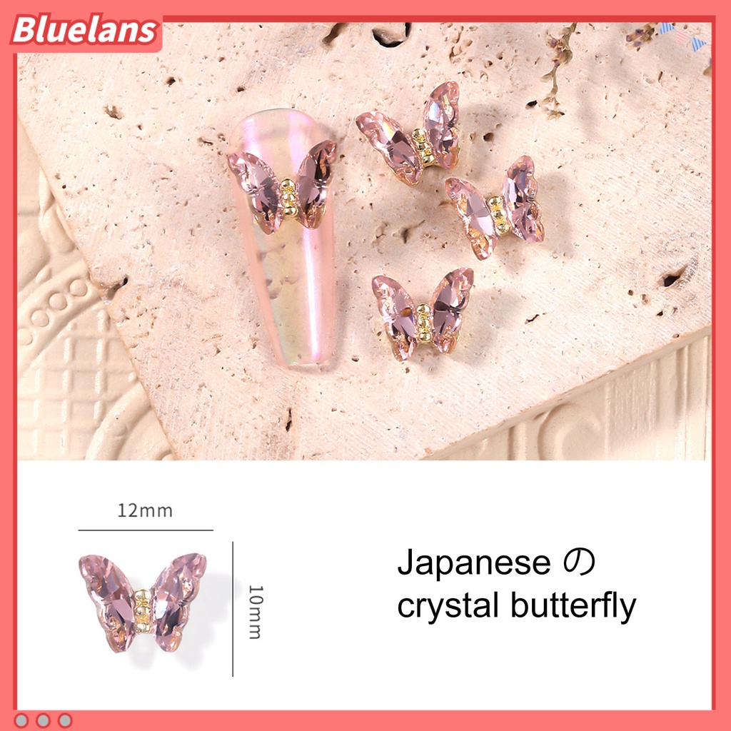 [BLM] 10pcs Nail Art Decor Bersinar Tiga Dimensi Gloss Tidak Luntur DIY Kristal Imitasi Manicure Craft Butterfly Nail Charm Nail Salon Supply