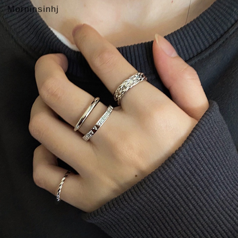 Mornin 3PCS Fashion Vintage Punk Adjustable Finger Rings Retro Warna Silver Opening Knuckle Unisex Trendy Cincin Untuk Wanita Perhiasan Hadiah id