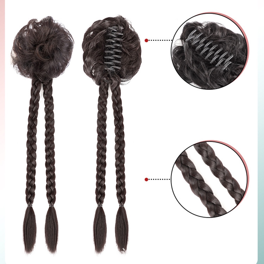 1pcs Extension Rambut Kepang Gaya China Untuk Ponytail Wanita Kepang Memutar Alami Untuk Kostum Hanfu Dan Gaya Kuno 50cm