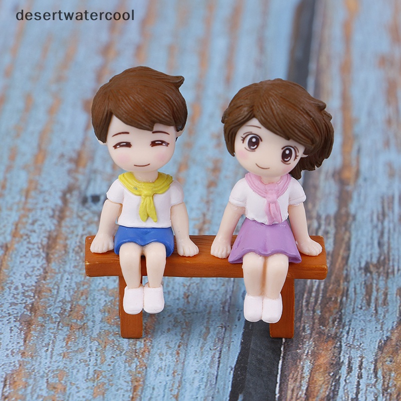 Deid 1set Sweet Couple DIY Patung Miniatur Mini Taman Deco Kursi Lanskap Mikro Martijn