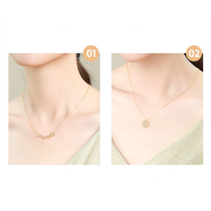 Kalung 2 IN 1 sweetheart necklace |kalung stainless steel anti karat love korea