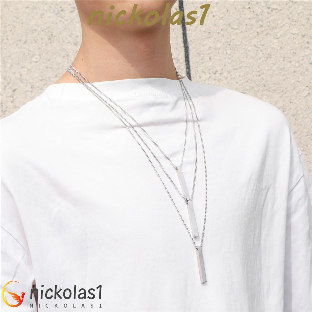 Nickolas1 Kalung Persegi Panjang Trendi Sederhana Emas Gaya Keren Hip-hop Rantai Sweater Anti Karat