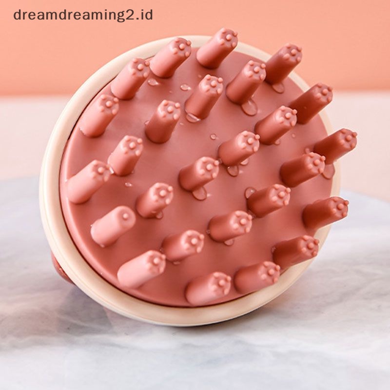 (drea) 1pc Sikat Shampo Silikon Gatal Sisir Pijat Kulit Kepala Shower Brush Produk Mandi //