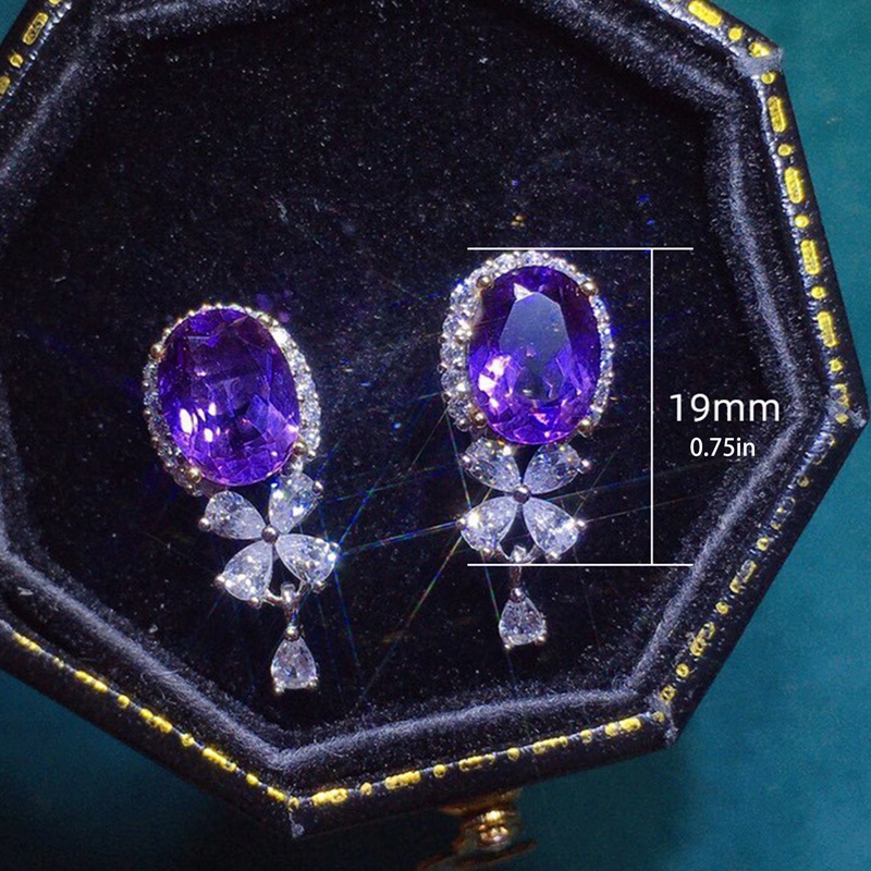 Menawan Ungu Cubic Zirconia Menjuntai Anting Wanita Romantis Fashion Aksesoris Telinga Perempuan Untuk Pesta Mewah Hadiah Ulang Tahun Perhiasan