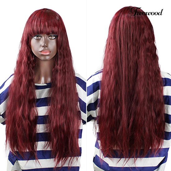 Twowood Fashion Wanita Lady Panjang Keriting Bergelombang Rambut Penuh Wig Cosplay Pesta Hair Extension