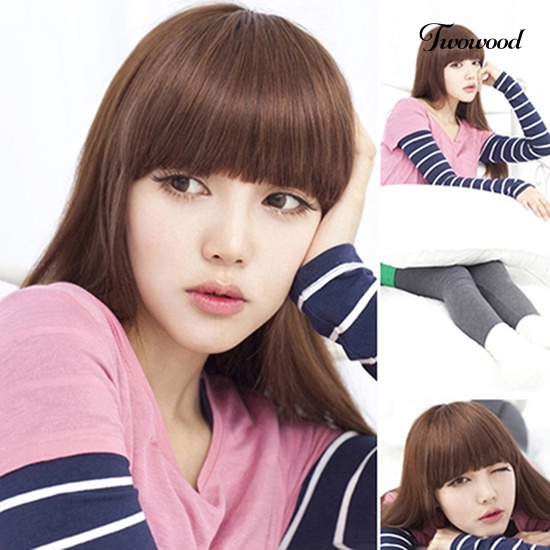 Twowood Pretty Girl's Clip on/in Poni Rapi Lurus Palsu Bob Style Fringe Sopak