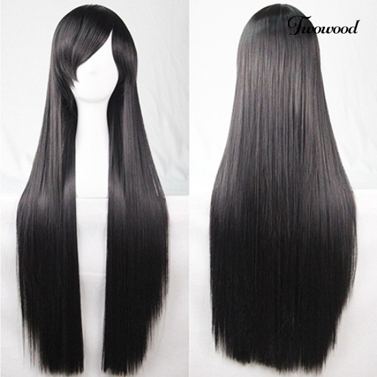 Twowood Wanita Fashion Panjang Anime Wig Cosplay Pesta Wig Penuh Lurus Rambut Ekstensi