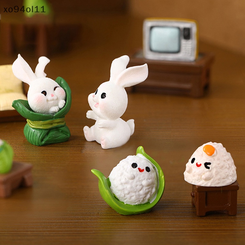 Xo Kartun Kelinci Putih Paradise World Series Micro Landscape Resin Dekorasi Kerajinan Hewan Lucu Berkebun Aksesoris OL