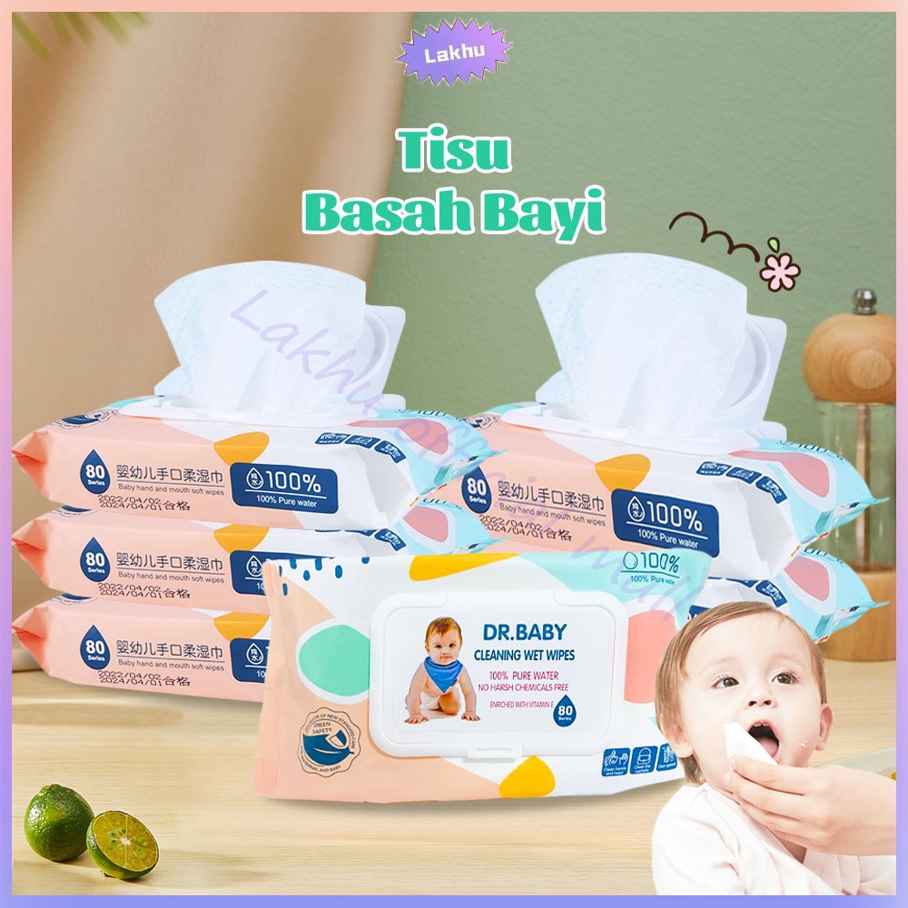 Lakhu 80pcs/pack Tisu Basah Bayi Baby Wipes Newborn Non Alkohol Non Parfum Tissue Basah Bayi