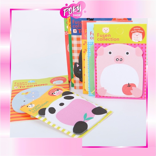 POKY - D6119 Memo Pad / Kertas Memo / Sticky Notes Animal S636 / Tempelan Kertas Catatan Memo Note Karakter Animal Lucu Unik / Post It Note