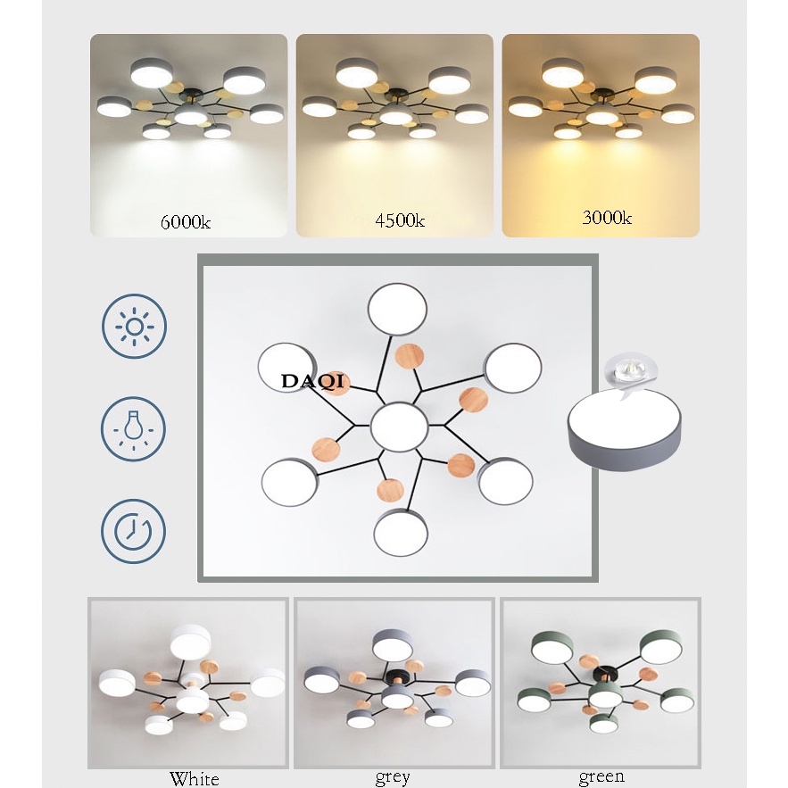 3 Warna Lampu Gantung LED Nordic Modern Minimalis Lampu Gantung Sederhana Lampu Langit-langit Gaya Ruang Tamu Dapur Lampu Gantung Putih Bola Kayu Lampu Gantung LED/Lampu Gantung Kamar