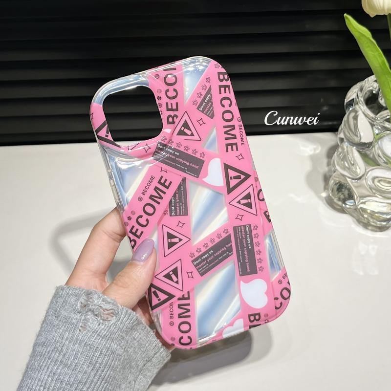 IPHONE Casing Ponsel Desain Label Pink Silang Riak Air Kompatibel Dengan Iphone12 13 14 11 Pro Max X Xs Max Xr Dcxs