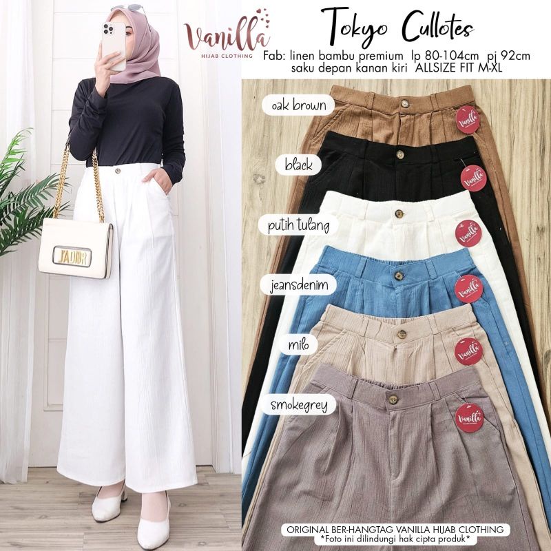TOKYO CULLOTES ORI VANILLA | Kulot Linen bambu Premium