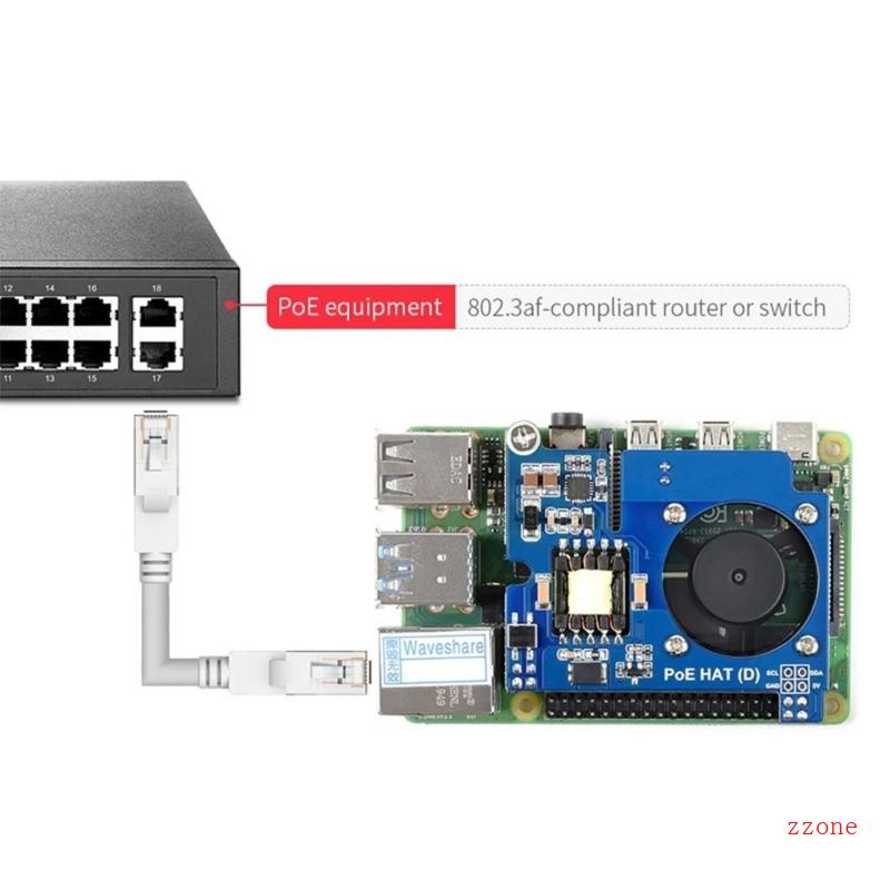 Topi Zzz802 3af PoE HAT Papan Ekspanding Standar Dengan Kipas Pendingin Untuk RaspberryPi 4B