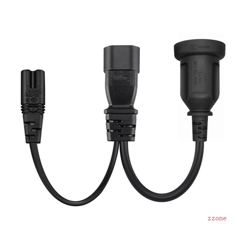 Zzz C14 to C7+AU C14 Splitter 1ft 32cm IEC 320c14 Male Plug to C7+AU Female Socket Y Split Power Extension Cable