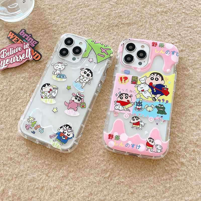 All New Cute Ice Cream Clear Soft Bumper Case for Apple iPhone XR XS Max 11 12 13 14 Pro Max 14 Plus Girl Woman's Fashion Pretty Phone Case Crayon Shin-chan