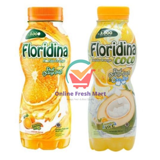 

(kirim instant) Floridina Orange & orange Coco Pet 350ml jus jeruk - Online Fresh Mart Denpasar