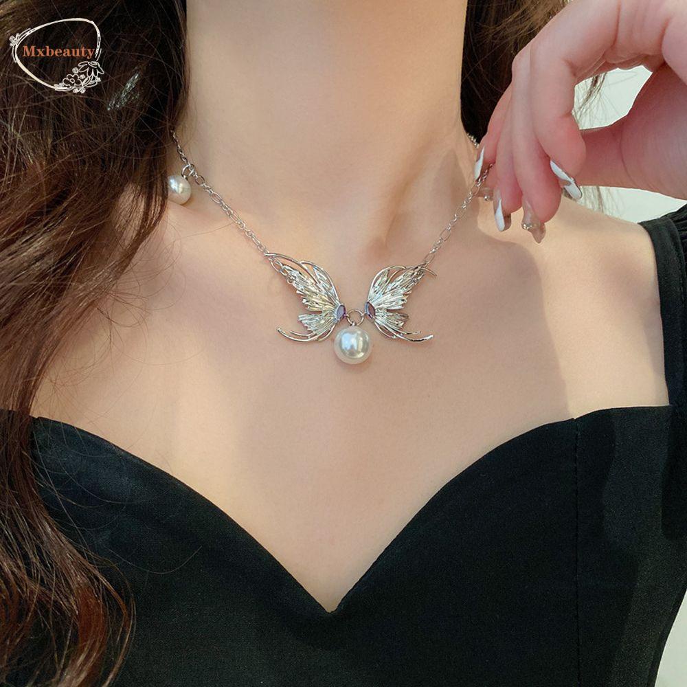 Mxbeauty Kalung Korea Sayap Pesta Trendy Vintage Manis Untuk Anak Perempuan Kupu-Kupu