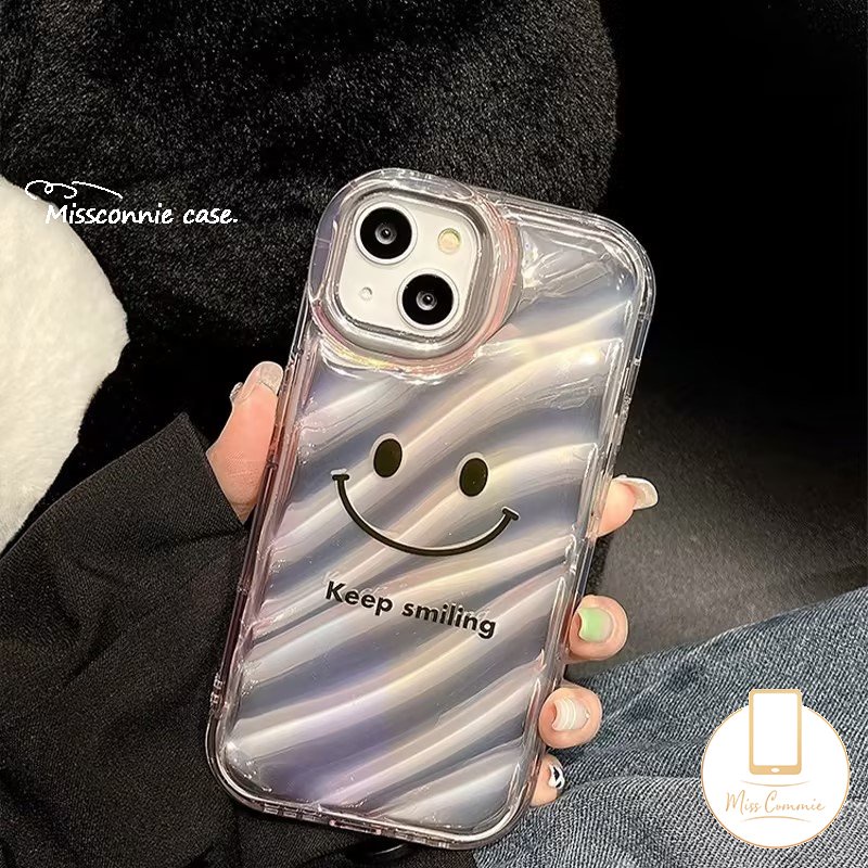 Casing Kartu Laser Alfabet Inggris Smiley Simple Mewah Kompatibel Untuk IPhone 7Plus 11 13 14 12 Pro MAX 6 6S 7 8 Plus XR X XS MAX 8Plus SE 2020lembut Tpu Bening 3D Bergelombang Melengkung Cover