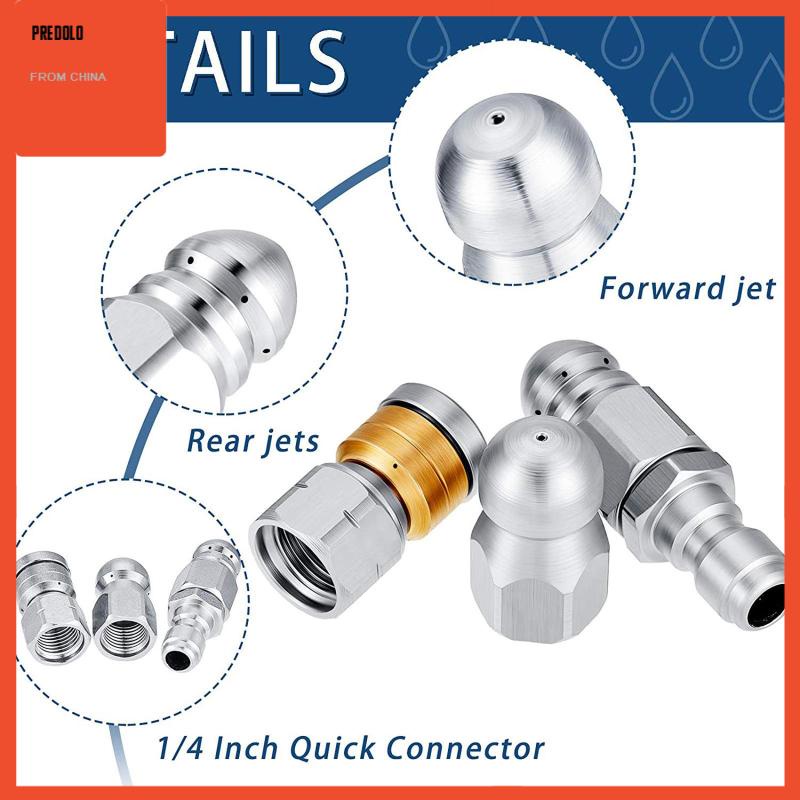 [Predolo] 3pcs Tips Nozzle Pembersih Saluran Air Nozzle Selokan Untuk Mesin Cuci Bertekanan