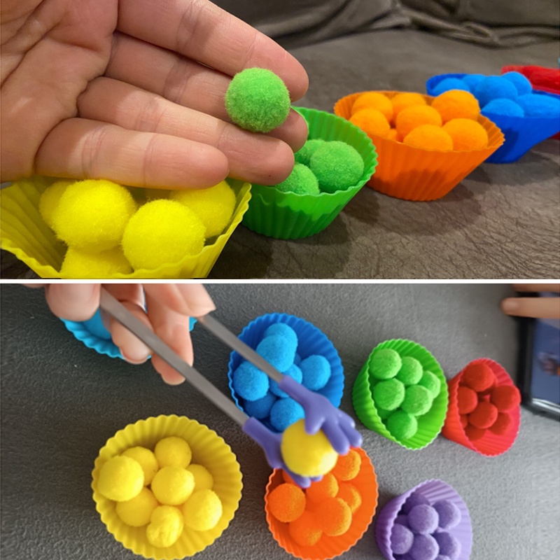 Anak Clip Ball Mainan Kecakapan Motorik Halus Belajar Berhitung Bola Mewah Warna-Warni Sortir Montessori Mainan Edukasi Dini