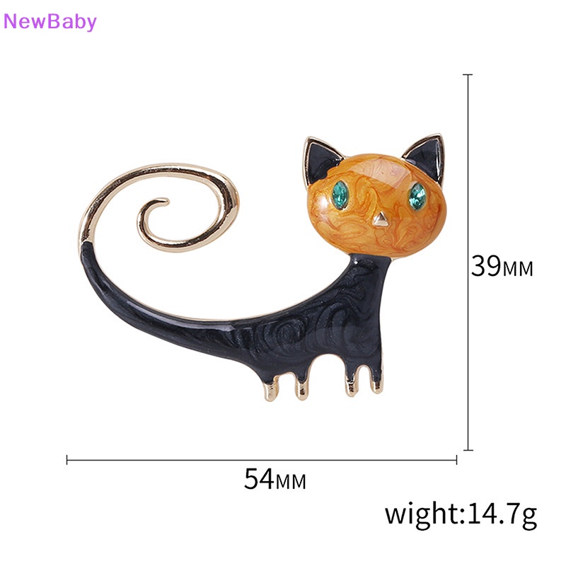 Newbaby 1pcs Enamel Lucu Kucing Bros Untuk Wanita Kitty Pin Brooch 2warna Perhiasan Hewan ID