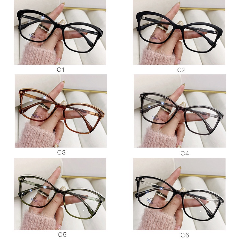 (YUZHU) Baru Fashion Cat Eye TR90 Kepribadian Kacamata Fashion Anti Cahaya Biru Eyeglasses Unisex