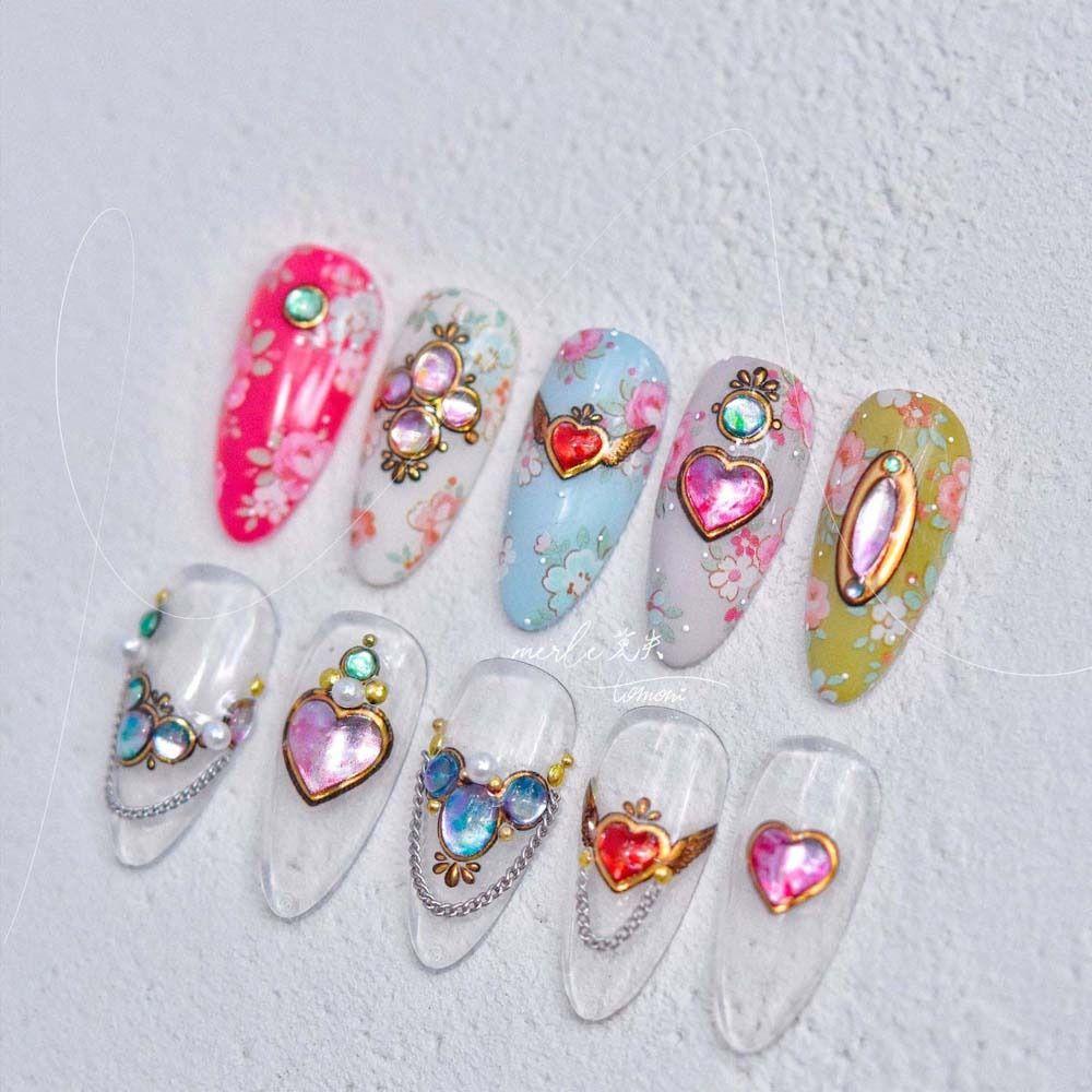 AUGUSTINA Agustina Stiker Kuku Warna-Warni Fashion Nail Art Motif Love Hati Bronzing Stiker Jelly Stiker Hiasan Kuku Untuk Wanita