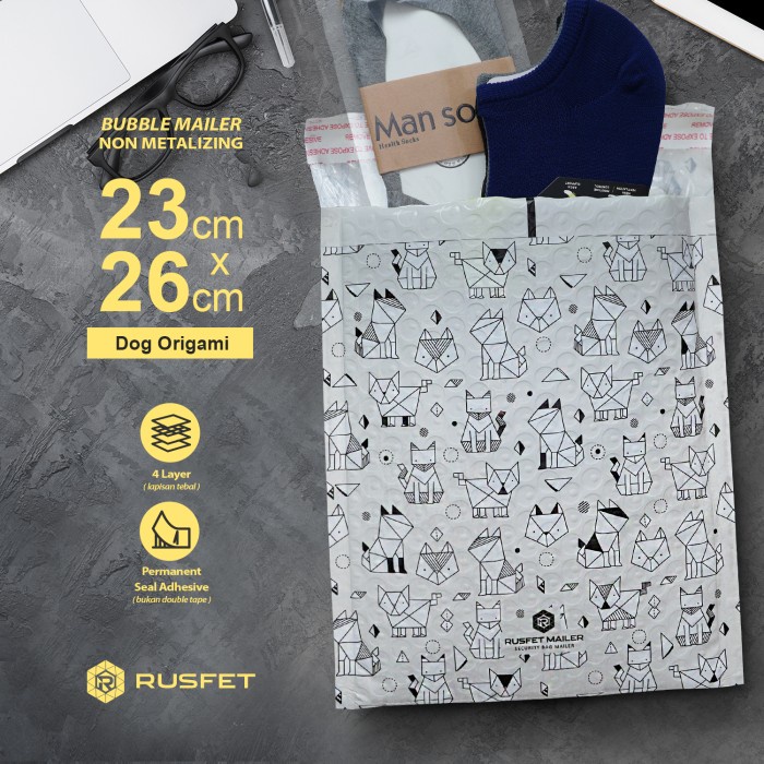 

[SC] AMPLOP BUBBLE MAILER - BUBBLE PACKING ONLINE SHOP DOG ORIGAMI 23X26 - DOG ORIGAMI, 23CM X 26CM