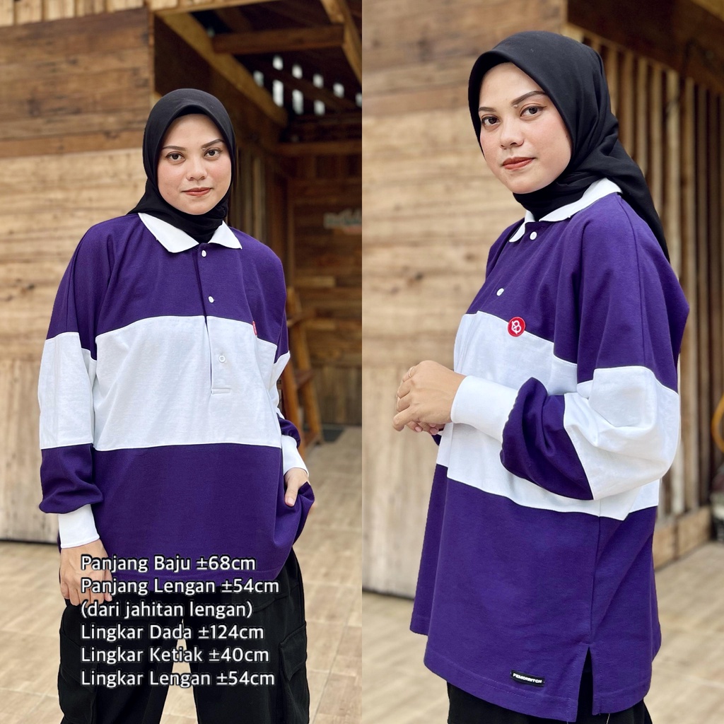 Polo Rugby Shirt Oversize Busui Friendly Top Hijab Friendly