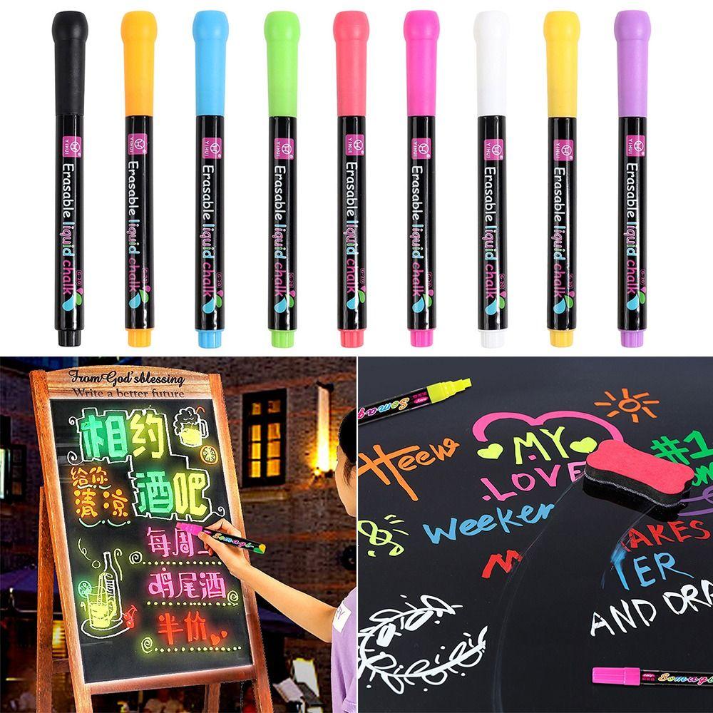 CHOOKYY Pena Kapur Cair Multi-Warna Jendela Kaca Lukisan Papan Tulis Graffiti Art Marker Pen