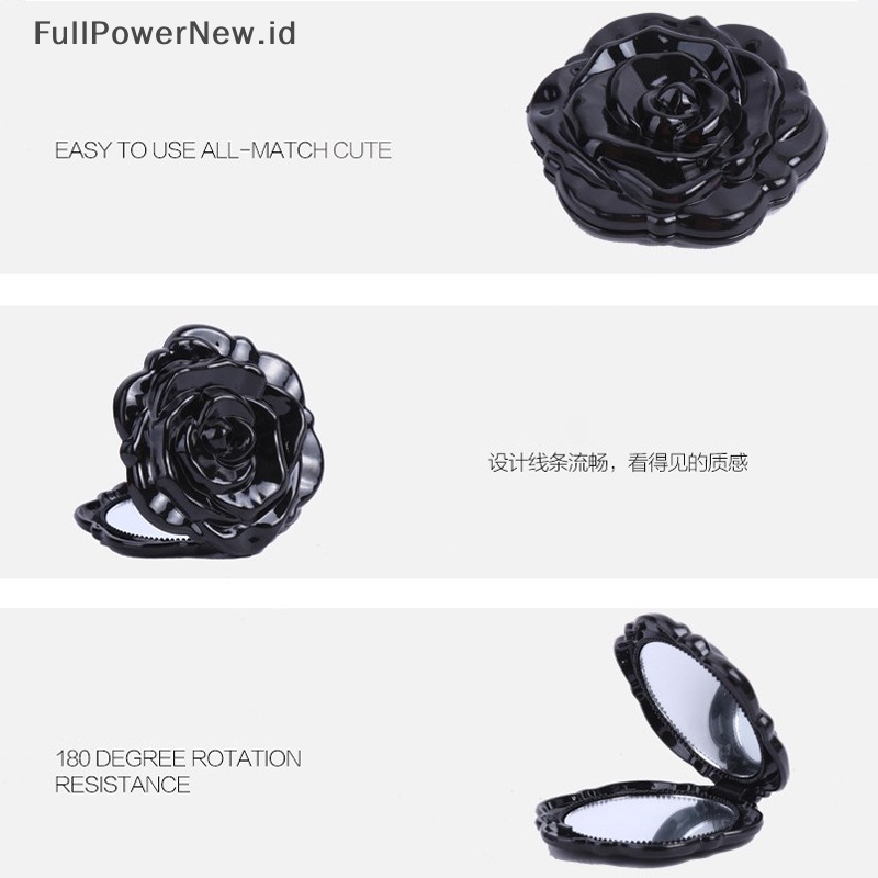 Power Mirror Retro Bunga Mawar Cermin Rias Saku Kecil Cermin Tangan Dua Sisi ID
