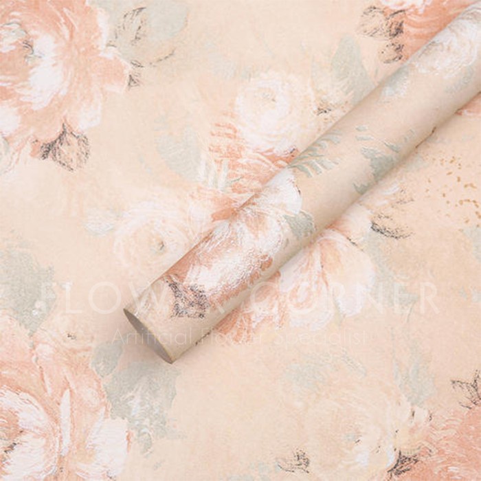 Terlaris[COD] 5 LEMBAR Peony Premium Paper Flower Wrapping Paper (FW017) - 243 Beige