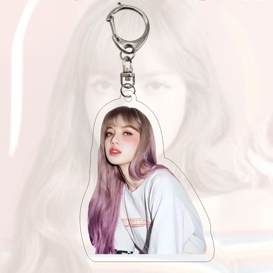 1pc Gantungan Kunci Akrilik LISA Black-Pink Hitam Pink Lalisa Manoban Key Ring Gantung