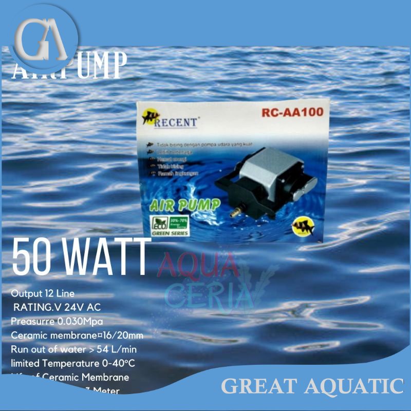 RECENT AA 100 MESIN AERATOR BLOWER  TEKANAN BESAR KOLAM AQUARIUM