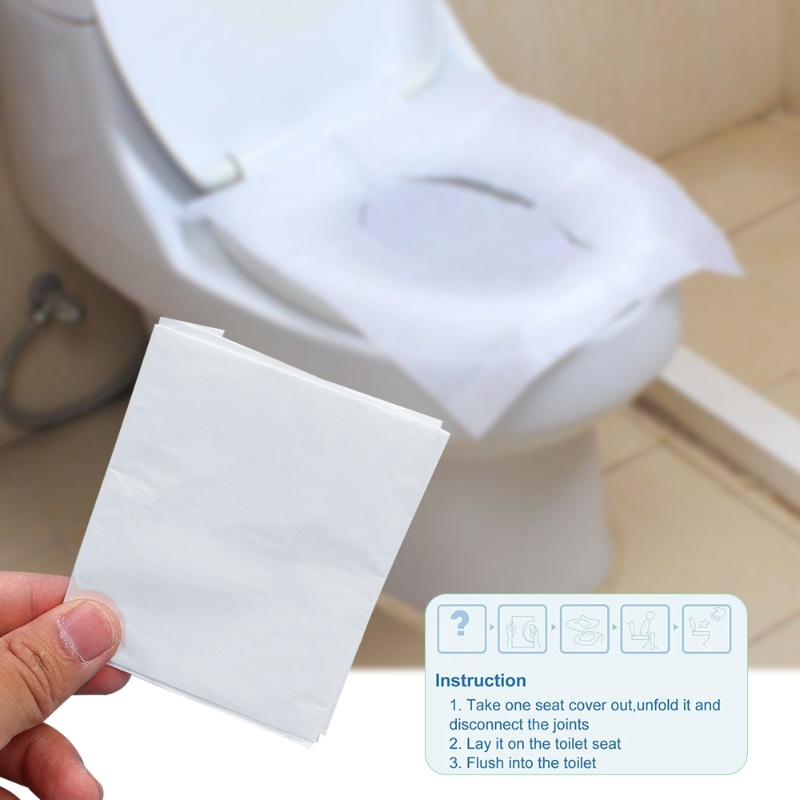 [Unggulan] 10pcs Kertas Sekali Pakai Toilet Seat Cover/Portable Outdoor Travel Keset Toilet Hotel/ Soluble Water Safety Toilet Pad/Aksesori Kamar Mandi